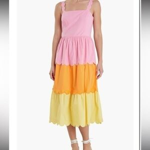 New | English Factory Colorblock Scallop Sundress